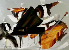 Dominique Guillemard, Orkest met vleugel, olieverf op doek