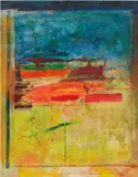 Mooring by R.A. Obe Sir Frank Bowling, 2008, oil, collage and mixed media on canvas, sold May 2019