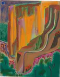 Shara Hughes, Cliffhanger, 2018, oil, acrylic and dye on canvas