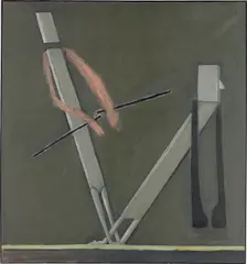 Mernet Larsen, Holding Back, 1988, oil on canvas, in artist's frame