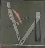 Mernet Larsen, Holding Back, 1988, oil on canvas, in artist's frame