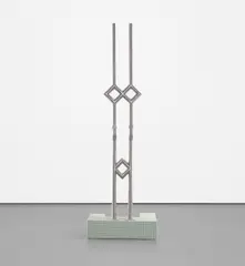 Andra Ursuţa, Dumb Belles 2, 2013, brushed steel, glass tiles, cement board and wood