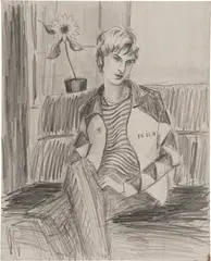 Piotr by Elizabeth Peyton, 1996, graphite and ink on paper, sold May 2019