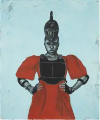 Robert Pruitt, Fantastic Sagas: Soldier, 2013, Conté and mixed media on hand-dyed paper, double-sided