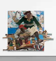 Aaron Fowler, Nigga F**k Yo Cousin, 2013, mixed media on wood panel, in 3 parts