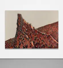 Cumbre by Juan Genovés, 2014, acrylic and mixed media on canvas mounted to board, sold May 2019