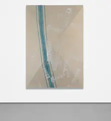 Untitled by Fredrik Værslev, 2014, primer, spray paint, silkscreen, acrylic and white spirit on cotton canvas, steel construction, offered May 2019