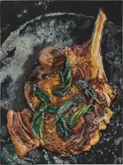 Pork Chop and Basil by Gina Beavers, 2012, acrylic on canvas, sold Sep 2019