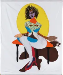 Princess by Tschabalala  Self, 2018, hand-sewn cotton and tulle on cotton, sold Sep 2019