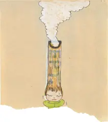 Untitled by Yoshitomo Nara, 2001, colored pencil and pen on paper, sold Sep 2019
