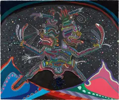 Erik Parker, Codextuals, 2006, acrylic, pastel, marker and foil on paper