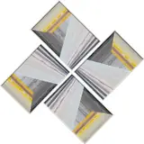 Haegue Yang, Windmill - Trustworthy Off Horizons #176, 2012, envelope security pattern collage on grid paper, in artist's frame, in 4 parts