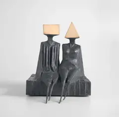 Sitting Couple on Base IV by R.A. Lynn Chadwick, 1974, patinated and polished cast bronze, sold Sep 2019