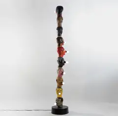 Evan Holloway, Right Twist, 2012, powder-coated aluminum, high-temp spray paint, bulbs, fixtures, wiring, and lighting controller