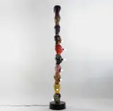 Evan Holloway, Right Twist, 2012, powder-coated aluminum, high-temp spray paint, bulbs, fixtures, wiring, and lighting controller