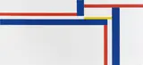 Ilya Bolotowsky, White Horizontal with Blue, Red, and Yellow, 1973, acrylic on canvas