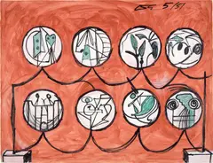 Untitled by David Smith, 1951, egg ink, crayon, graphite and tempera on paper, sold Sep 2019