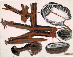 ΔΣ 11/7/54 4 by David Smith, 1954, oil, egg ink and tempera on paper, sold Sep 2019