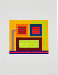 Untitled (6.15.10.1) by Peter Halley, 2010, acrylic and Day-Glo acrylic on digitally printed paper, sold Sep 2019