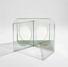 Dan Graham, Pavilion Influenced by Moon Windows, 1989, clear glass, two-way mirror and aluminum