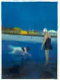 Isca Greenfield-Sanders, Blue Beach, 2002, mixed media on paper