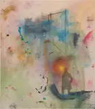 Friedrich Kunath, Wer weiss wo, 2009, silkscreen print and mixed media on canvas