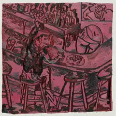 Bar Scene by Alex Becerra, 2015, oil on canvas, sold Sep 2019