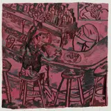 Alex Becerra, Bar Scene, 2015, oil on canvas
