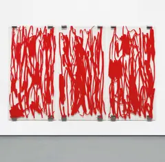 Jean-Marc Bustamante, Panorama (Valentine), 1999, silkscreen on Plexiglas with metal brackets, in 3 parts