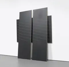 Daniel Lefcourt, Double Imposition, 2007, acrylic on board, in 3 parts