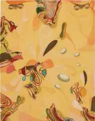 Alyson Shotz, Organic Bloom, 2003, oil, gouache, ink, collage and resin on panel