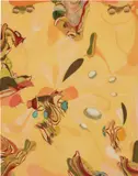 Alyson Shotz, Organic Bloom, 2003, oil, gouache, ink, collage and resin on panel