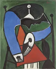 Pablo Picasso, Femme assise dans un fauteuil, oil on canvas