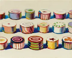 Candies by Wayne Thiebaud, 1965-1966, oil on board, sold Nov 2019