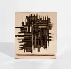Radar, studio by Arnaldo Pomodoro, 1963, polished bronze, sold Nov 2019