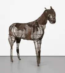 Deborah Butterfield, Jerusalem Horse II, 1980, steel rods, metal wire, and rusted tin