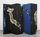 Roy Lichtenstein, Screen with Brushstrokes, 1986, acrylic and gold leaf on lacquered wood relief, in 5 joined parts