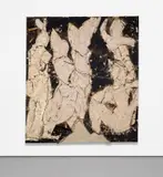 Manolo Valdés, Las señoritas de Avignon (Les Demoiselles d'Avignon), 1989, oil, twine, staples and burlap collage on burlap
