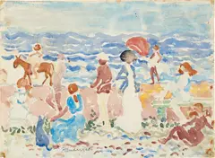 Figures at the Shore by Maurice Brazil Prendergast, 1920-1923, watercolor and graphite on paper, sold Nov 2019