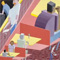 Mernet Larsen, Café, 2011, acrylic and tracing paper on canvas