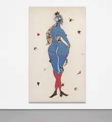 Tschabalala  Self, Star, 2015, collected fabric, thread and polymer gloss on canvas