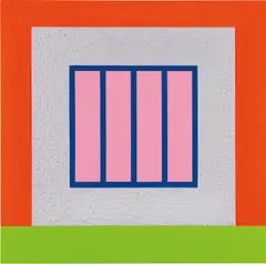 White Prison by Peter Halley, 2017, acrylic, fluorescent acrylic and Roll-A-Tex on canvas, in 2 parts, sold Nov 2019
