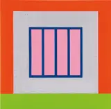 Peter Halley, White Prison, 2017, acrylic, fluorescent acrylic and Roll-A-Tex on canvas, in 2 parts