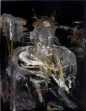 Julian Schnabel, Portrait of John Poynt, 1983, oil and modeling paste on velvet