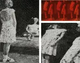 Marilyn Minter, Fun House Mirror #1 (Little Girls), 1986, acrylic and enamel on canvas, triptych