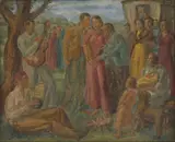 Ethelbert White, Untitled, A Romany wedding ceremony oil on board 51 x 60cm