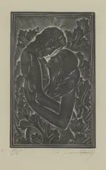 Untitled by Eric Gill, 'Lovers' woodcut, sold Aug 2024