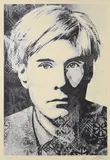 Untitled by Shepard Fairey, based on a 1982 photograph of Andy Warhol by Karen Bystedt, sold Aug 2024