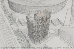 Piers Gough, Untitled, pencil on paper mounted on aluminium 50 x 75cm Exhibited: Royal Academy of Arts
