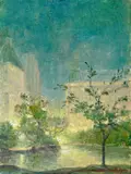 Johann Berthelsen, View of the Plaza Hotel through Central Park, The United Nations building: Two